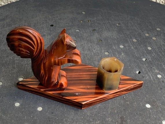 Squirrel plant candle holder, vintage bakelite