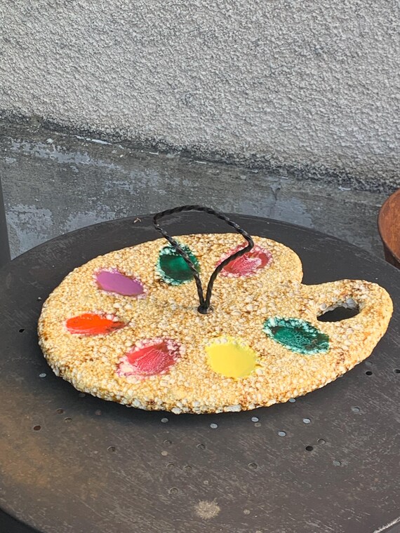 Vintage Vallauris glazed ceramic cheese or charcuterie platter or palette