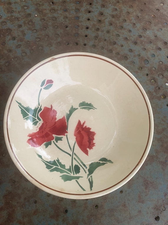 Fruit bowl, soup plate, Luxeuil, antique poppy motif, collector's item