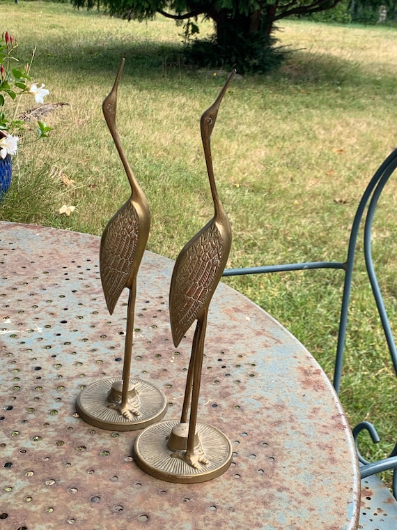 Pair of vintage gilt brass herons, 1960/70’s
