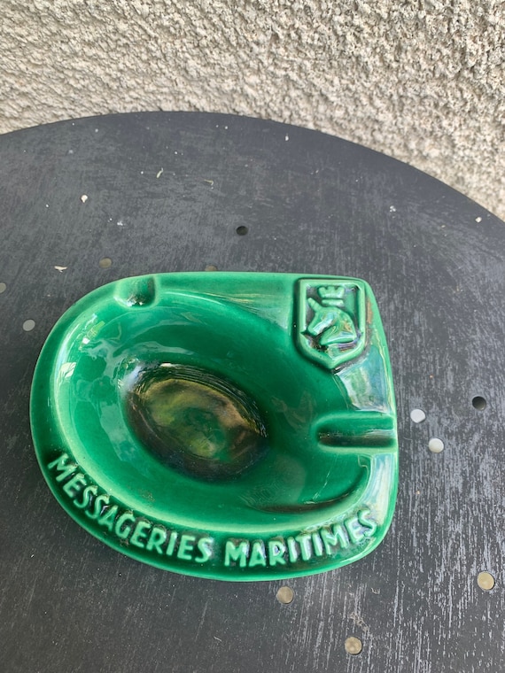 Advertising ashtray for Messageries Maritimes, Edit. C. Azan, Châtillon ceramics, vintage registered model 1950, collector