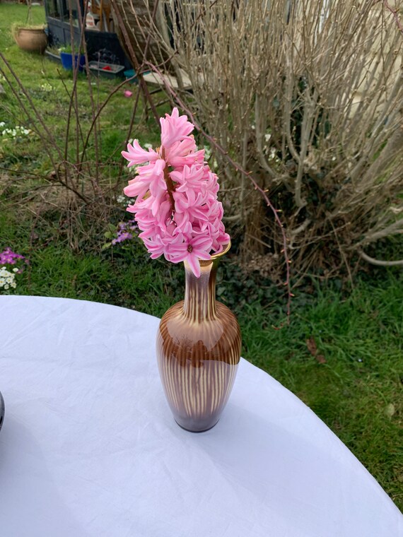 Vase, soliflore in beige and gold enameled ceramic, design and vintage number 1271/4,