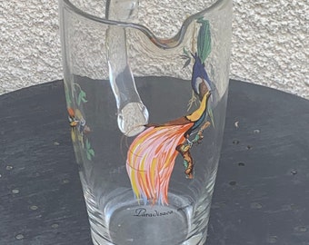 Superbe carafe les oiseaux vintage 1950/60, forme design et elegante, trois motifs d oiseaux different