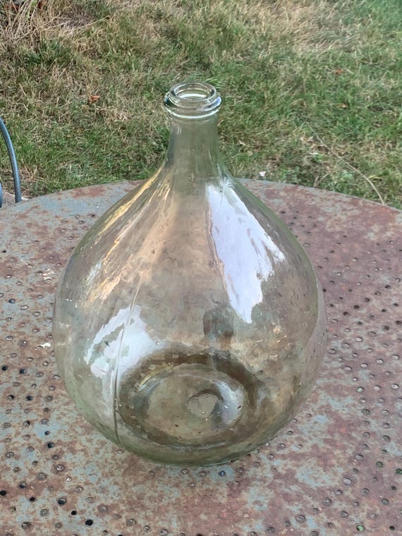 Dame Jeanne, dame Jeanne, clear glass bottle, very thick glass, old