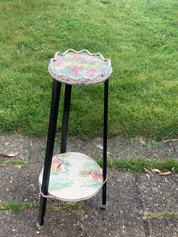 Vintage double tray plant stand 1950/1960, tripod feet, original and trendy