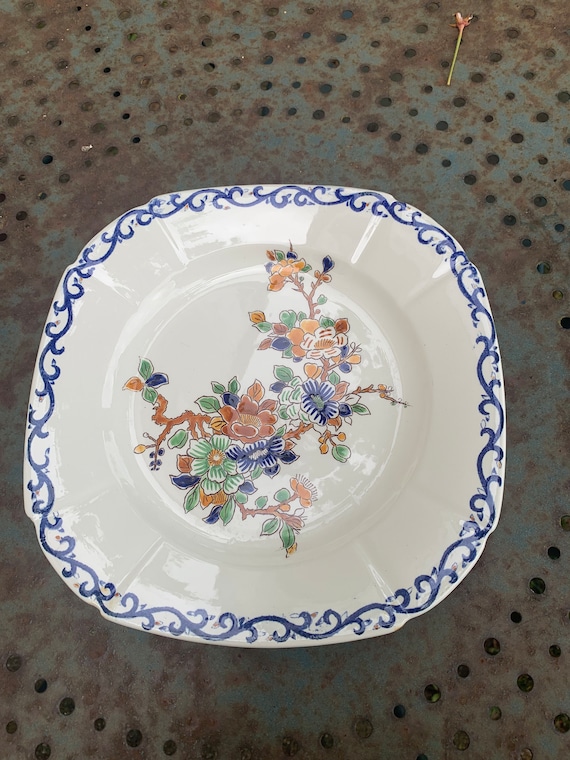 Collectible flat plate, Gien, hand painted, signed MB, made in France, vintage