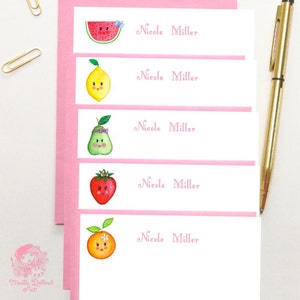 Personalized stationery set. Fruit strawberry stationary note cards set. Note cards gift for girls. Custom stationary Fruit note cards set