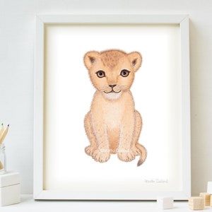 Baby lion art print. Safari nursery print. Baby animal watercolor painting. Nursery wall art decor. Jungle animal nursery art. Zoo kids room