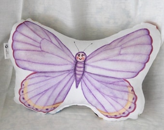 Schmetterling Kissen aus Bio-Baumwolle, Aquarell Garten Kinderzimmer Dekoration
