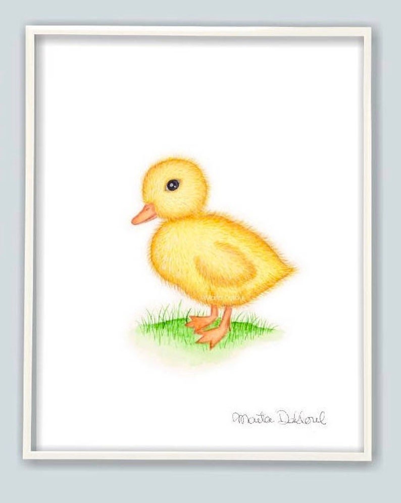 Baby animal print. Farm nursery art. Duck nursery decor. Baby Duck illustration. Duck watercolor painting. Baby shower gift. Kids room decor image 2