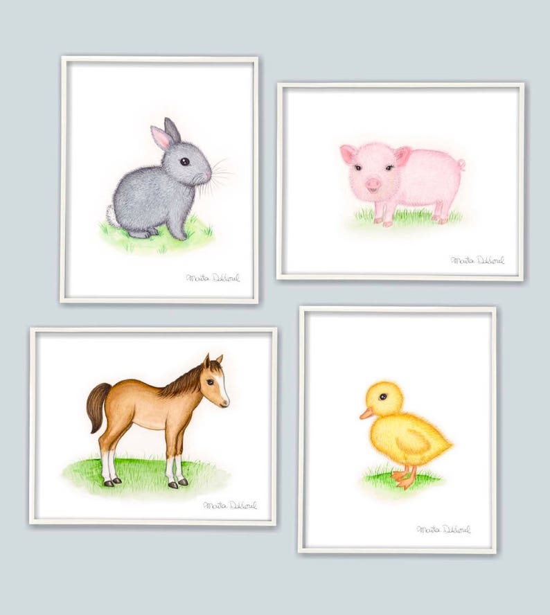 Nursery Animal Print Farm Animal Art Set Barn Nursery Art Etsy