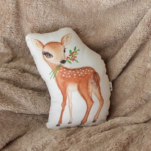 Deer pillow. Baby deer nursery decor. Fawn woodland pillow. Woodland Nursery decor. Gift for kids. Nursery pillow. Woodland animal decor.