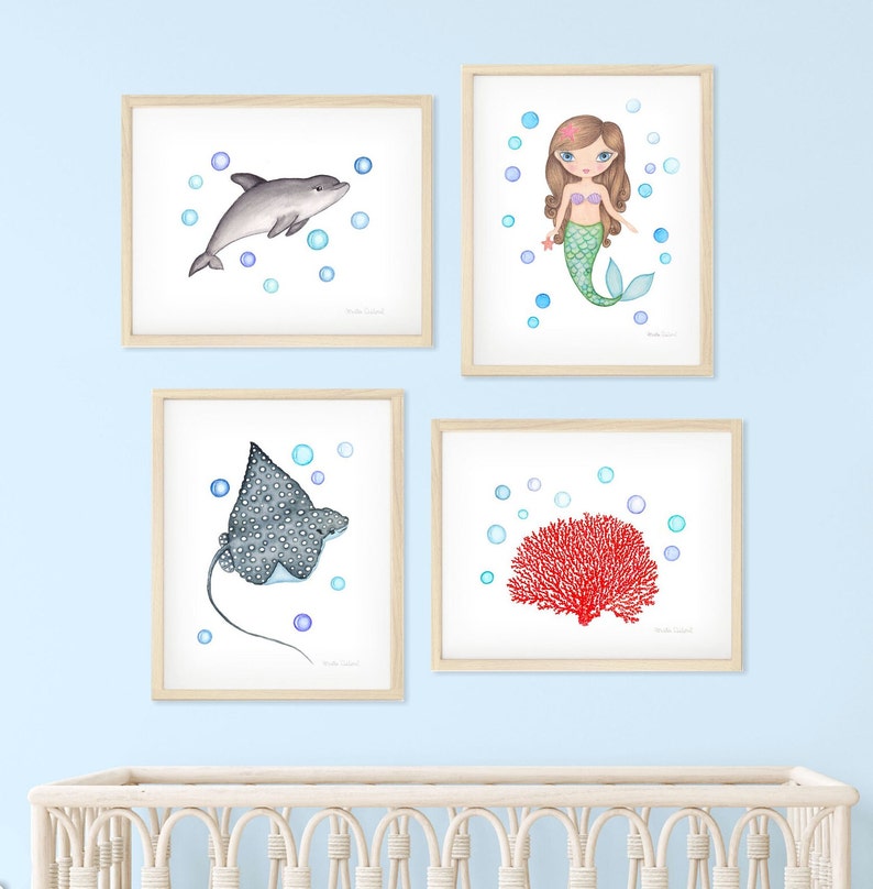 Under the Sea Nursery Art. Ocean Prints Set. Seahorse Sea Etsy