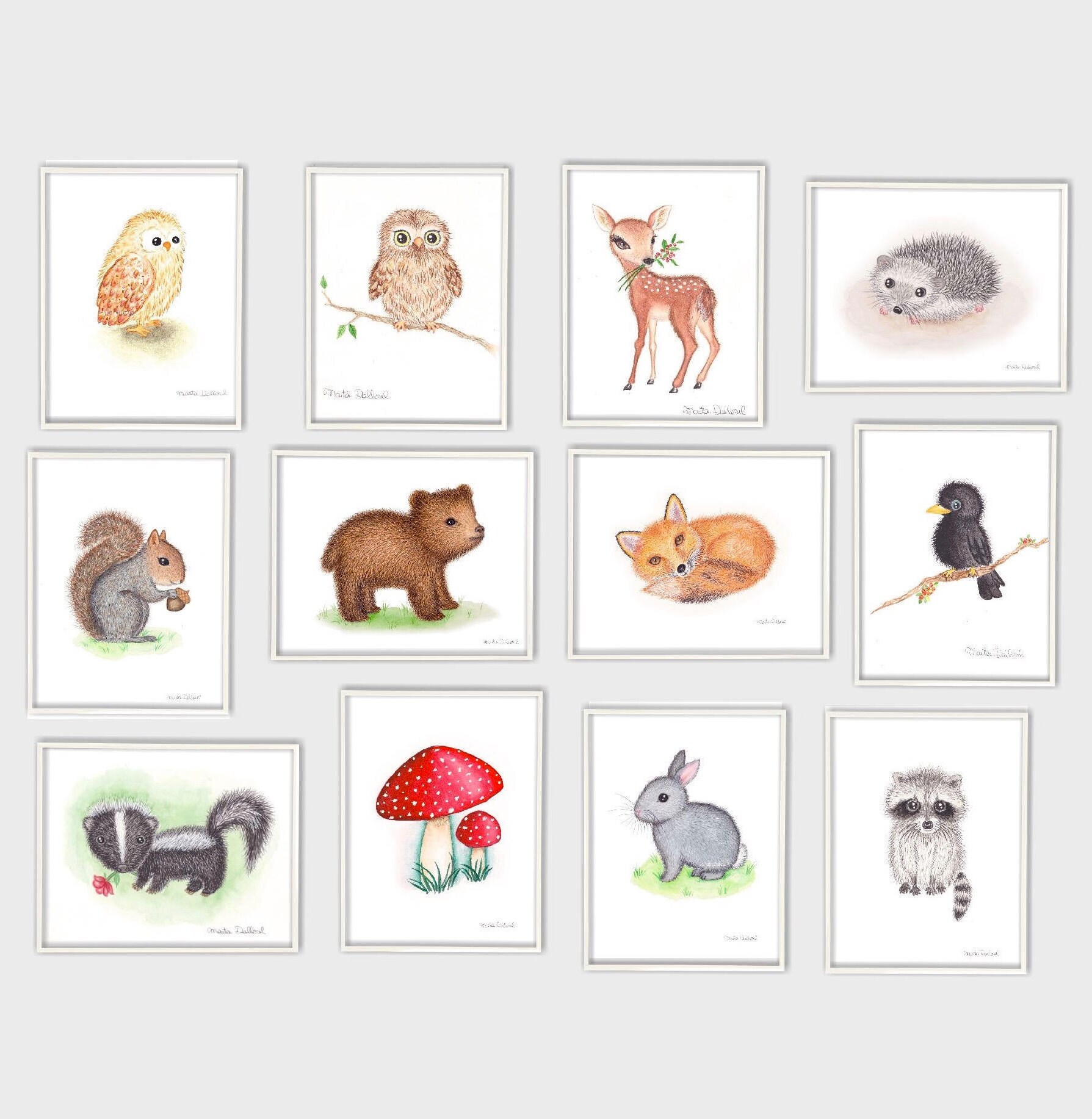 Raccoon Woodland Art Print. Woodland Nursery Kids Room Art | Etsy