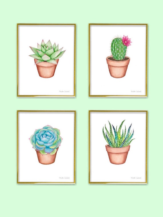 Succulent Garden Cactus Watercolor Art Painting Kit For Beginners Easy DIY  Paint by Number — Pink Puddle Studio