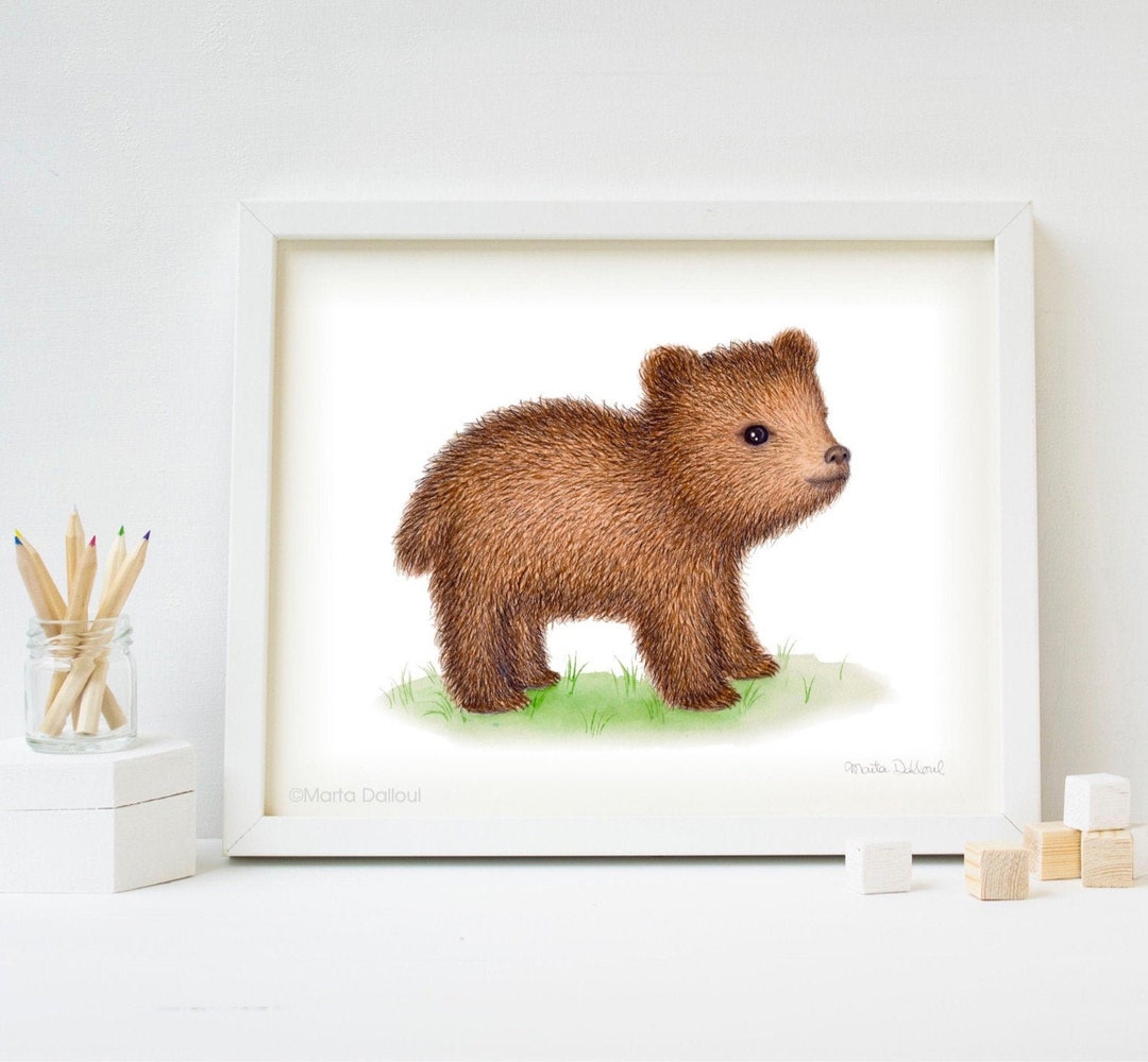 Bear Art Print. Woodland Nursery Art. Kids Room Decor. Brown Bear ...