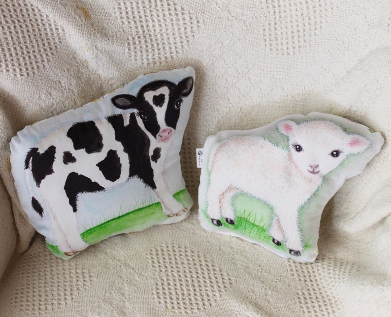 Animal Pillow. Cow Pillow. Organic Cotton. Cow Plush. Farm Etsy