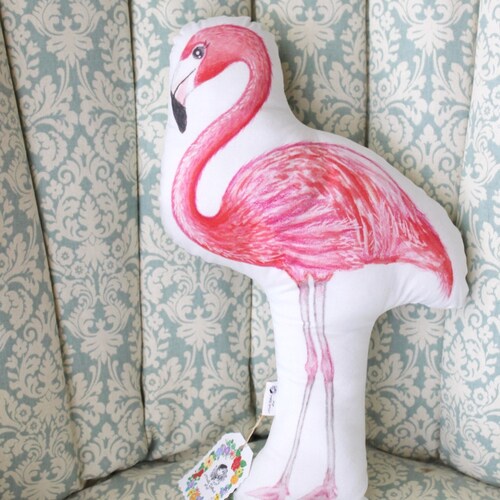 Coussin flamant rose aquarelle, décoration tropicale pour chambre de bébé