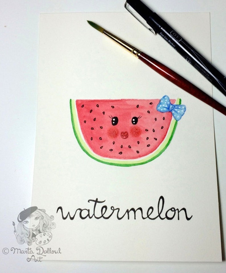 Watermelon Fruit Art Print. Fruit Nursery Girls Kids Room Art Etsy