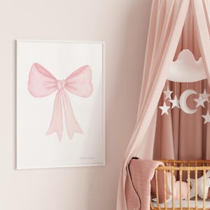 Pink Bow Personalized Baby Girl Nursery Wall Art. Coquette Blush Print ...