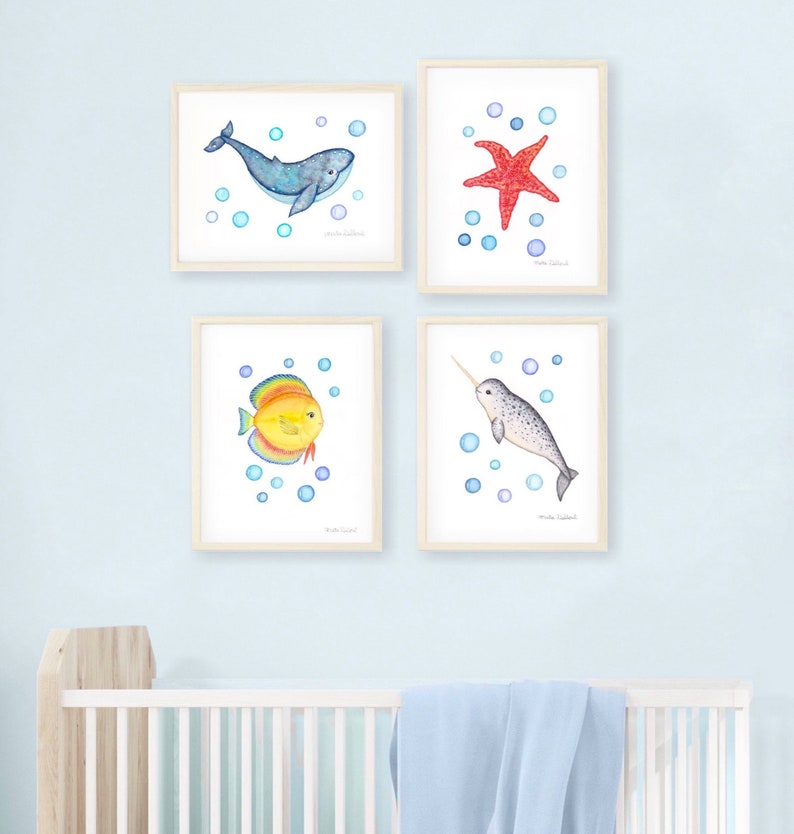 Under the Sea Nursery Art Set. Ocean Nautical Watercolor Etsy Canada