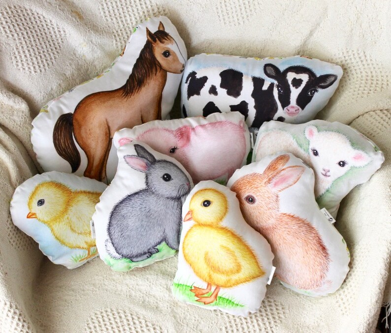 Animal Pillow. Cow Pillow. Organic Cotton. Cow Plush. Farm Etsy