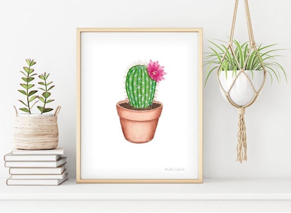 Buy Cactus Circle Art Print Succulent Wall Art, Cactus Landscape