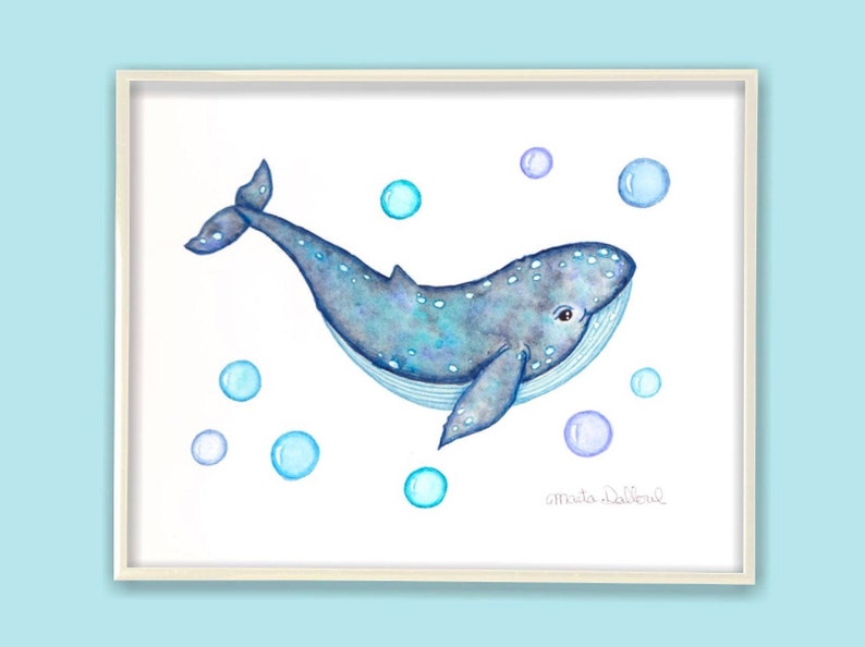 Whale Art Print. Sea Nursery Art. Under the Sea Nursery Decor. Etsy