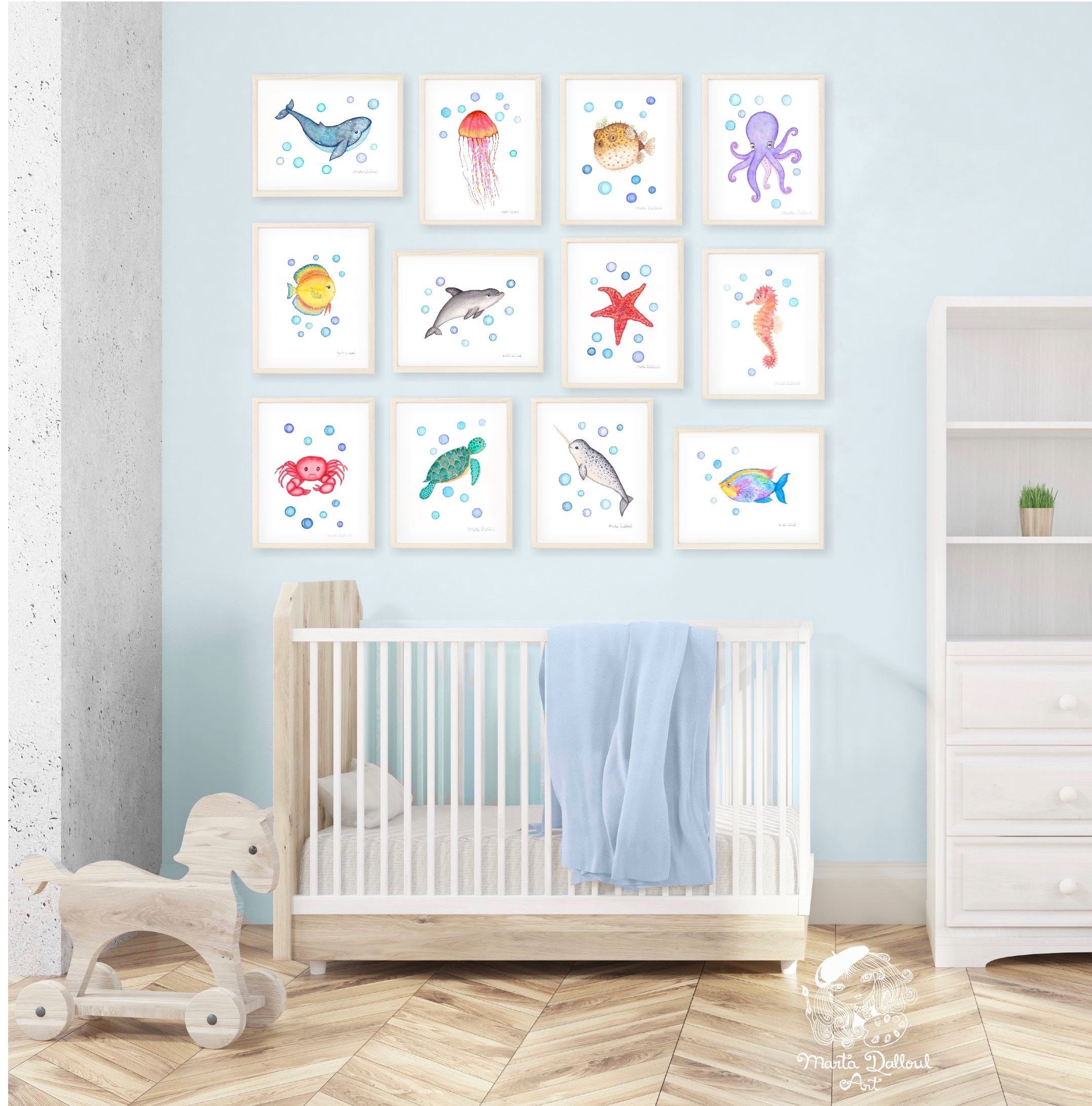 Under the Sea Nursery Art Set. Ocean Nautical Watercolor | Etsy
