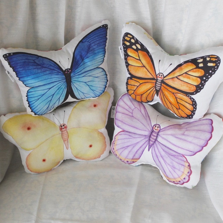 Butterfly Nursery Pillow Plush. Organic Cotton Baby Pillow. Etsy