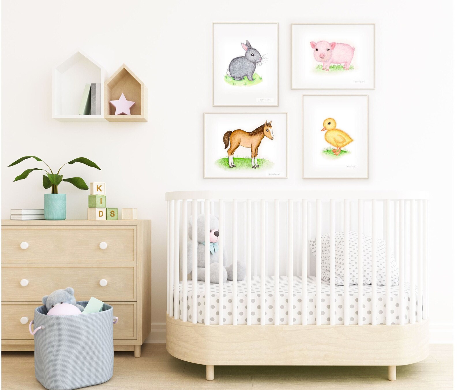 Nursery Animal Print Farm Animal Art Set Barn Nursery Art Etsy