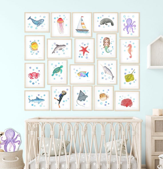 Under the Sea Nursery Art. Ocean Prints Set. Seahorse Sea Etsy