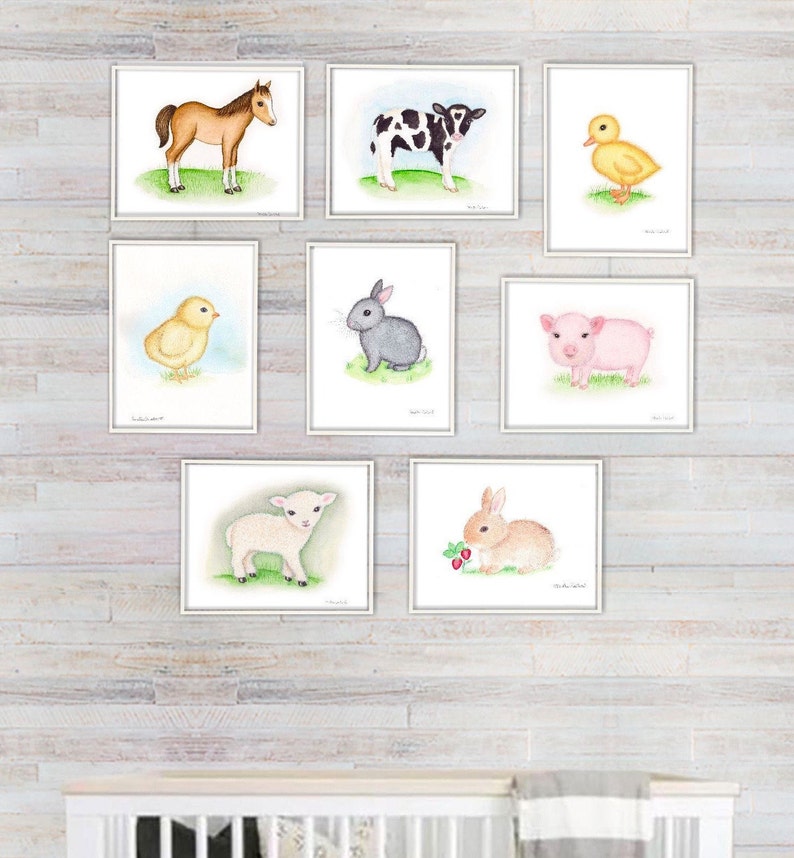 Nursery Animal Print Farm Animal Art Set Barn Nursery Art Etsy