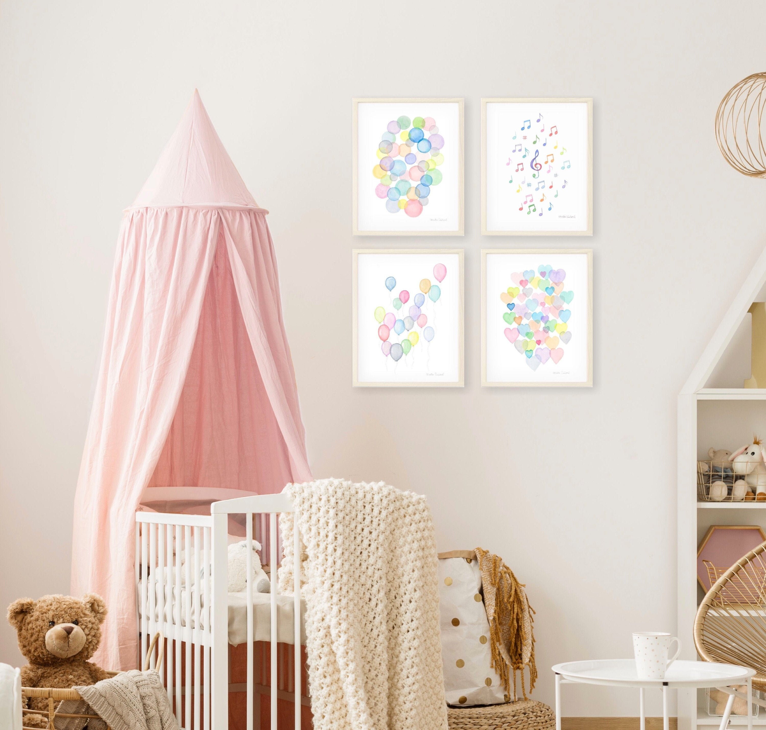 Girl Nursery Art Print Set Pastel Rainbow Decor Girl Wall Etsy Uk