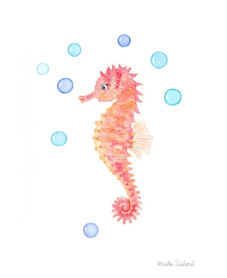 Under the sea nursery art. Ocean art set. Seahorse sea Etsy