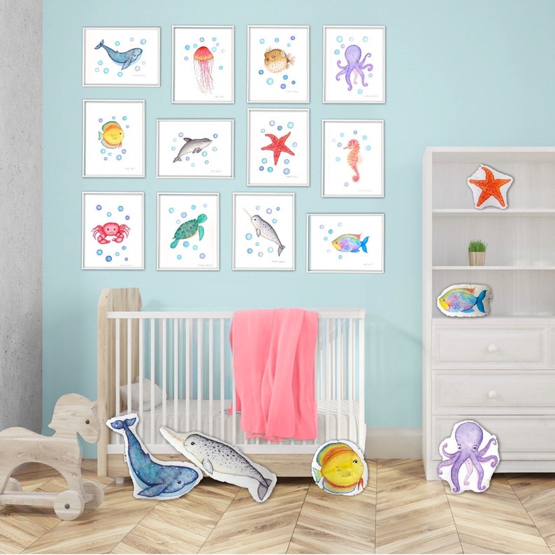 Under the Sea nursery art decor. Ocean nautical art print