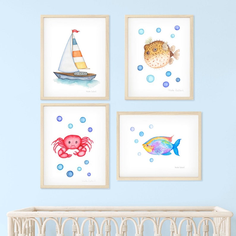 Under the Sea Nursery Art. Ocean Prints Set. Seahorse Sea Etsy