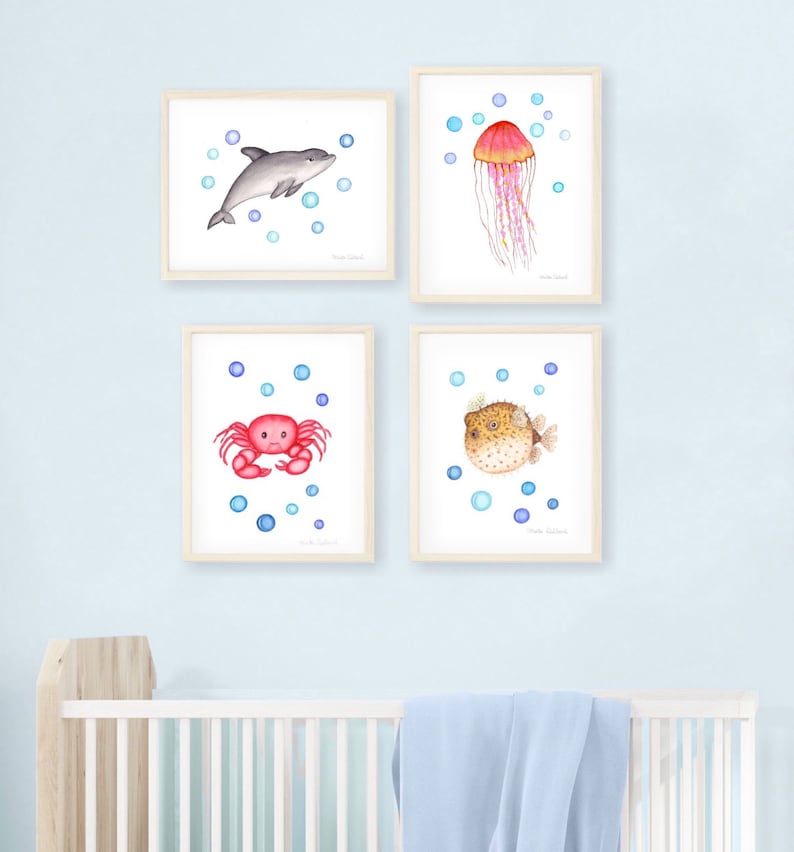 Under the Sea Nursery Art Decor. Ocean Nautical Art Print Set. Etsy