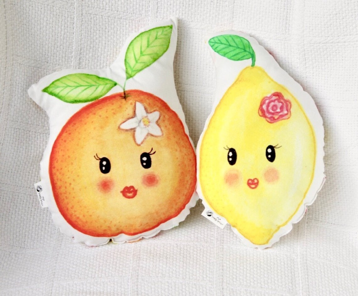 Orange Pillow. Fruit Pillow. Kawaii Fruit Decor. Cute Nursery Etsy