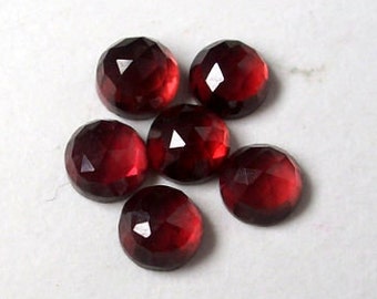 6 pieces 6mm Dome Rose cut Round RED GARNET Faceted AAA quality top rose cut  gemstone.....