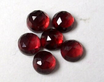 Pedra preciosa granada vermelha lapidada em rosa: cabochões redondos AAA de 6 mm (10 peças)