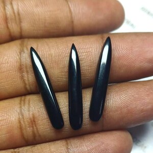 Natural Black Onyx Pear Cabochon Gemstone (30x5mm), AAA Grade Fancy Shape
