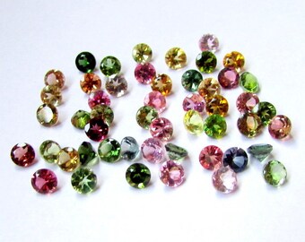 10 Faceted Multi Tourmaline Gemstones: AAA Quality, 4mm Round