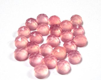 10 piedras preciosas de calcedonia rosa: corte redondo rosa de 5 mm