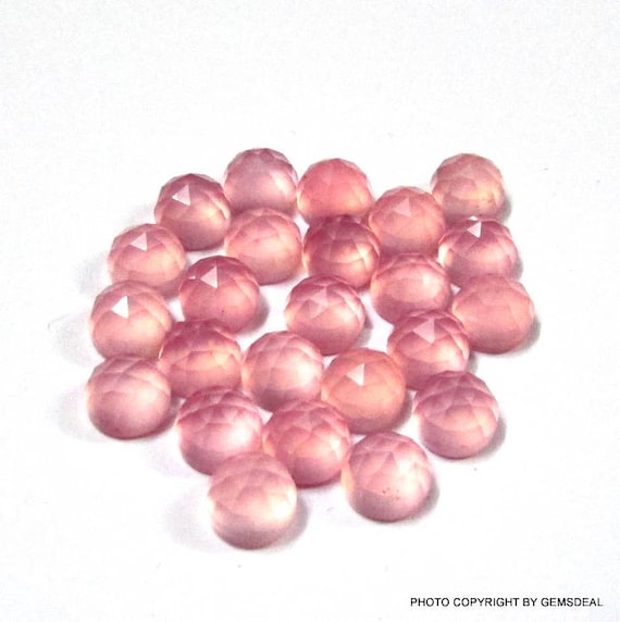 10 Pink Chalcedony Gemstones: 5mm Rose Cut Round