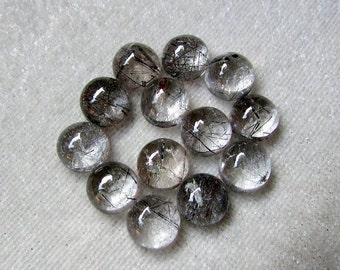 8mm BLACK RUTILATED Round Cabochon Gemstone.... Black RUTILATED Cabochon Round Gemstone....