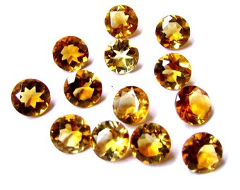 AAA Golden Citrine Gemstone: 5mm Faceted Round Cut, 10 Pieces