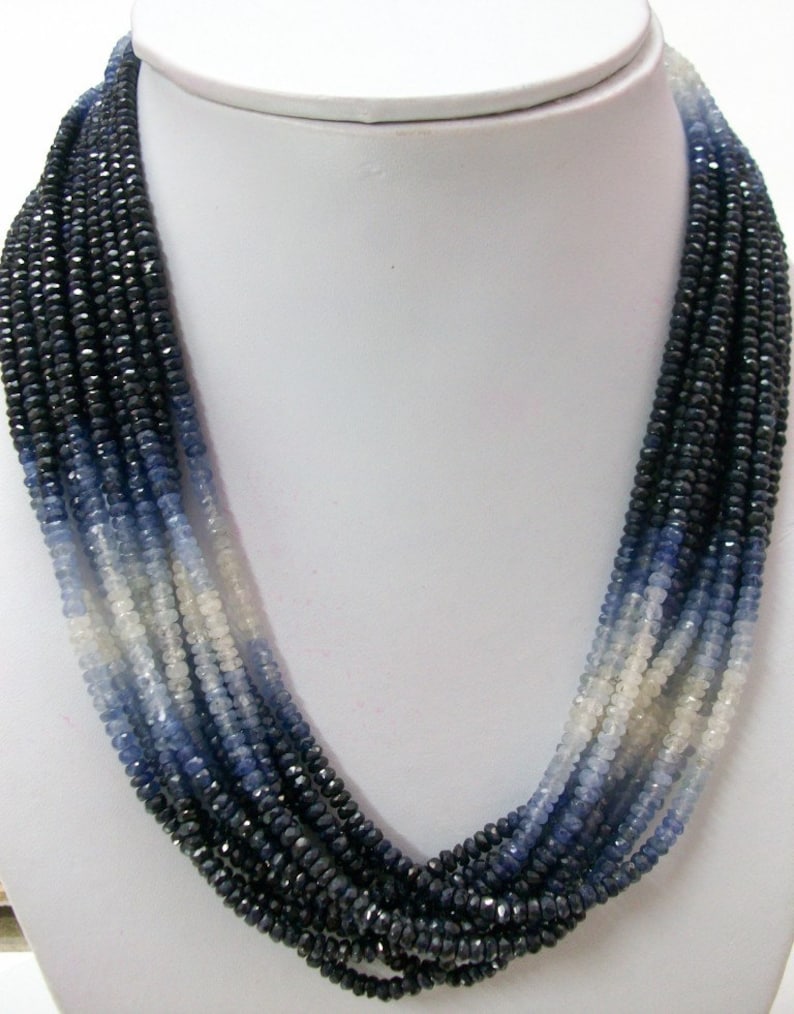 Natural BLUE SAPPHIRE Beads Shaded Rondelle Faceted AAA Quality Faceted Beads 4.5mm Blue Sapphire Rondelle Beads Shaded Faceted Gemstone