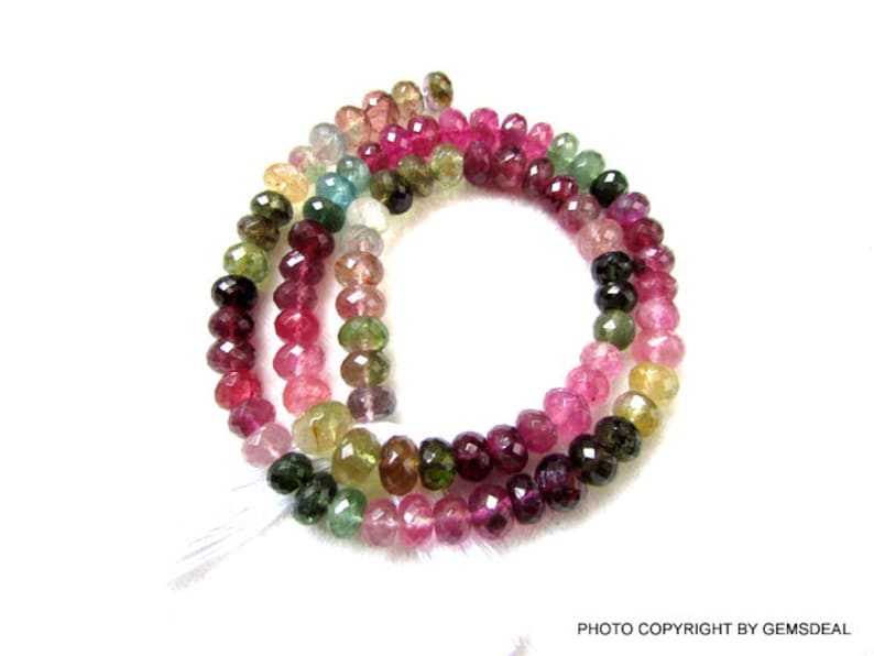 Faceted Tourmaline, AAA Quality Tourmaline Faceted Rondelle Beads Multi Tourmaline Rondelle Beads Watermelon Toumaline Beads 7mm Approx.