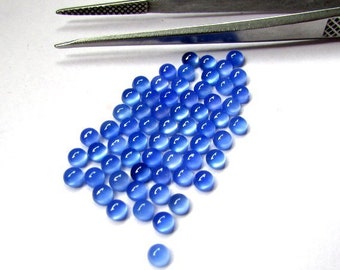 10 diepblauwe chalcedoon cabochons: ronde edelstenen van 3 mm
